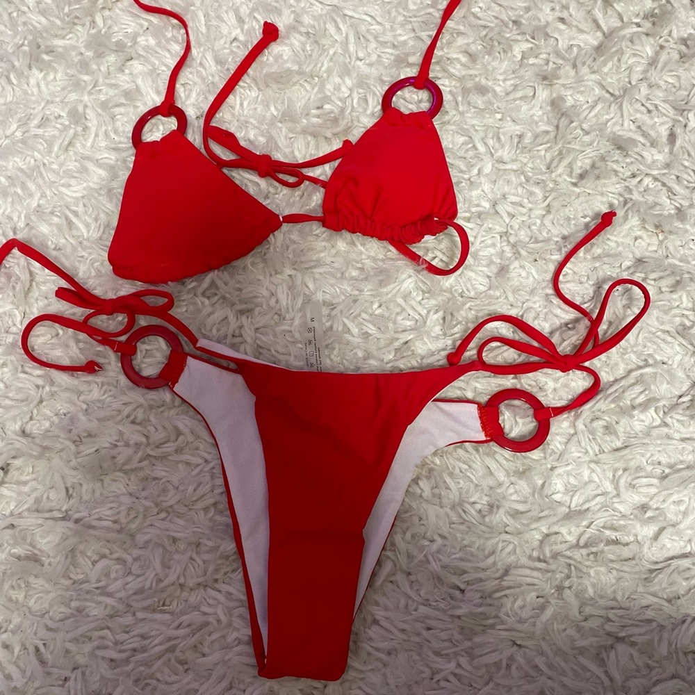 Shein micro triangle red bikini